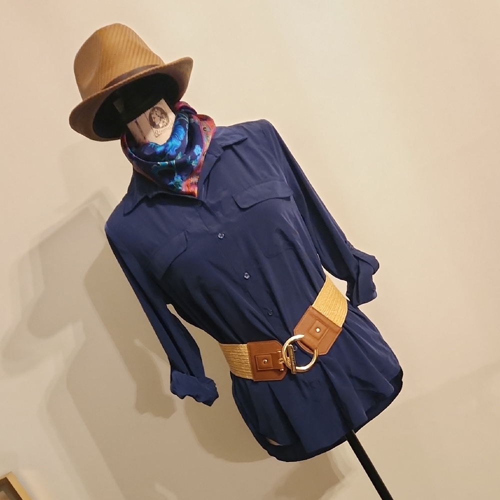 Old Navy Blue Long Sleeve Button-Up Top
